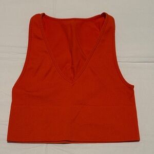Women's Red-Orange V-Neck Top
